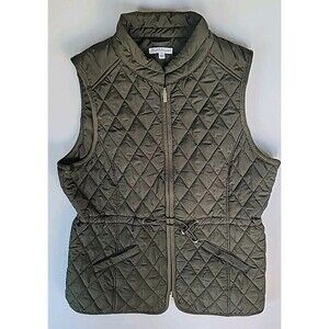 NorthStyle Womens Large Green Quilted Puffer Vest Sleeveless Full Zip Coat Comfy